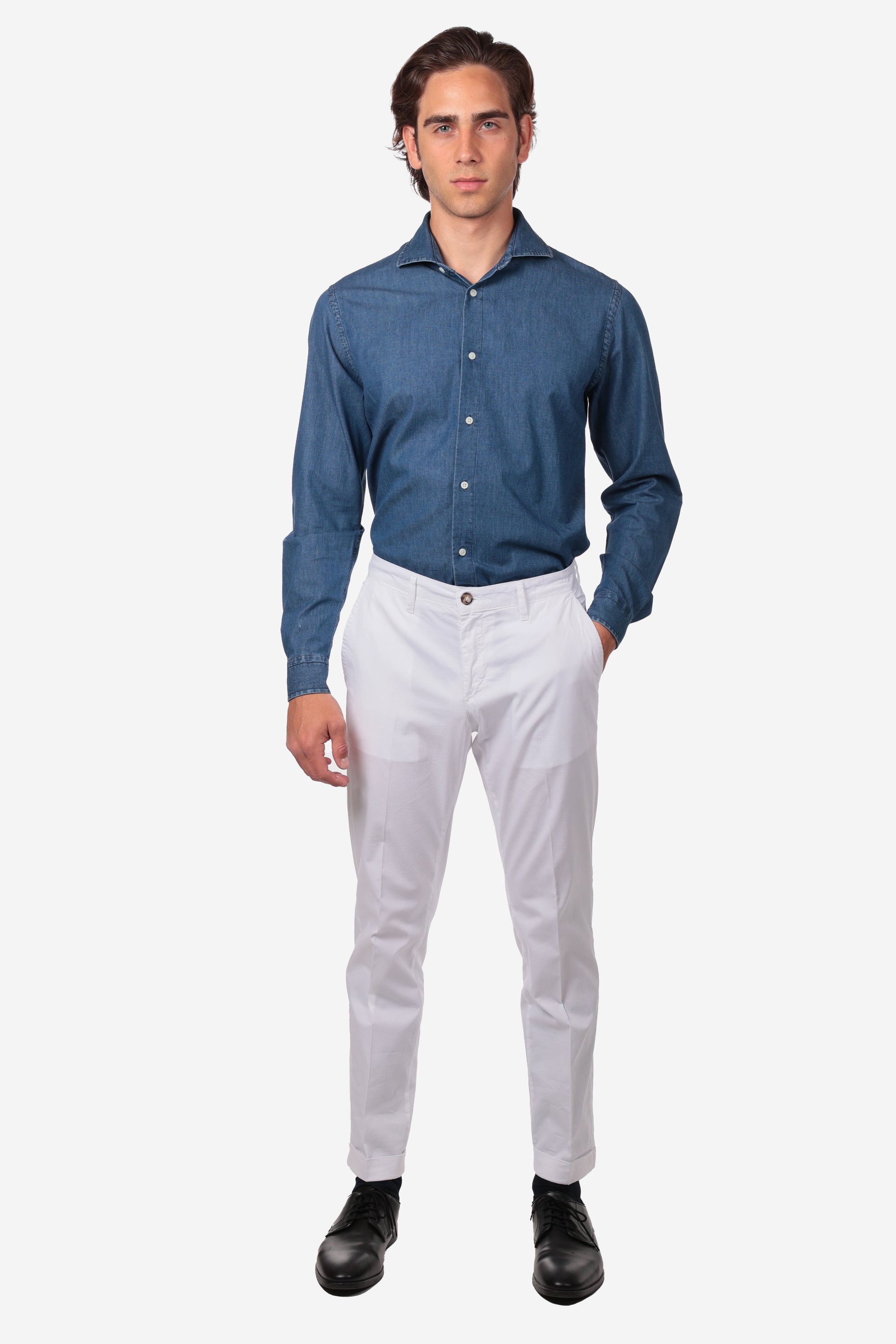 CAMICIA MORBIDA IN DENIM STONE BLEACH