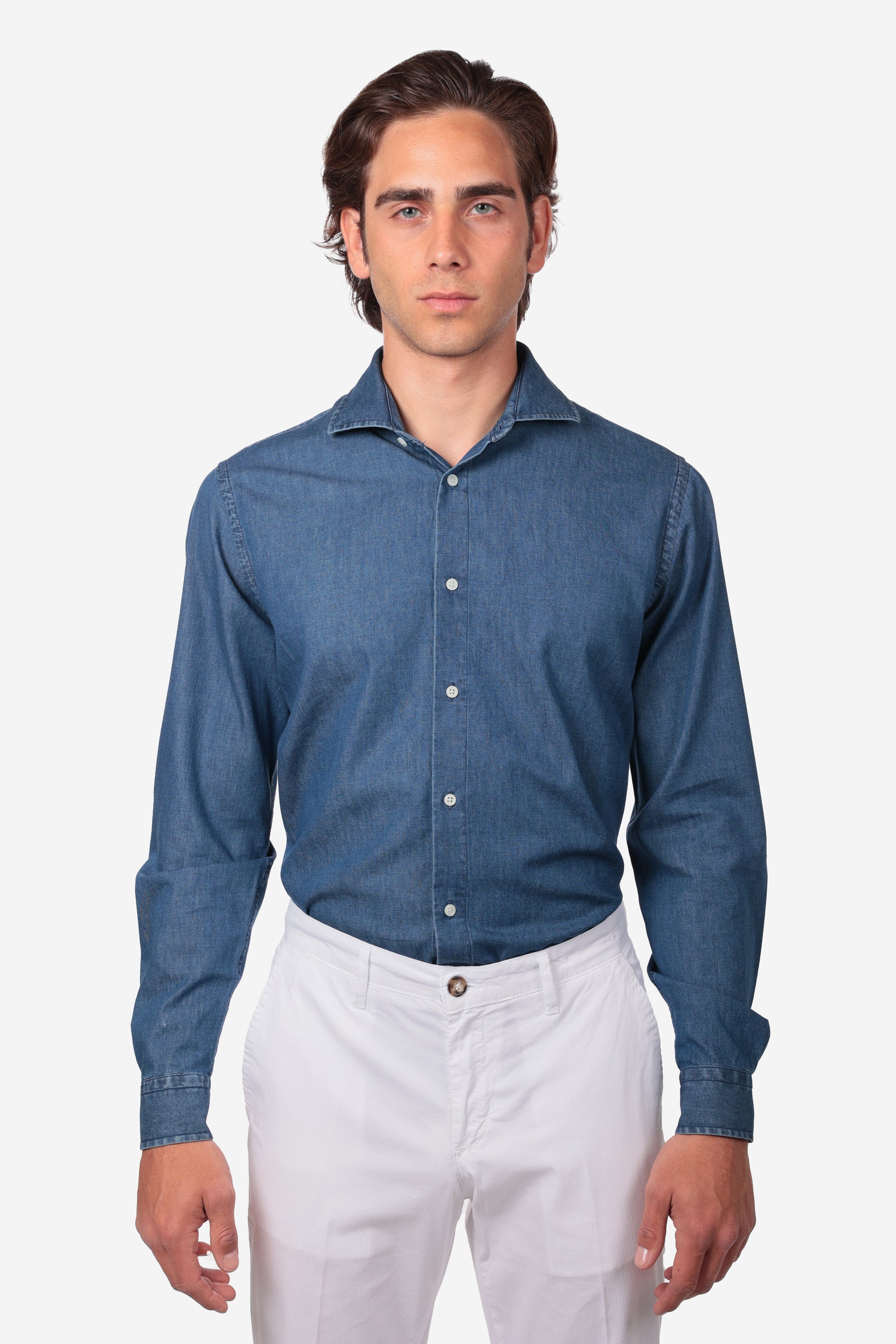 CAMICIA MORBIDA IN DENIM STONE BLEACH