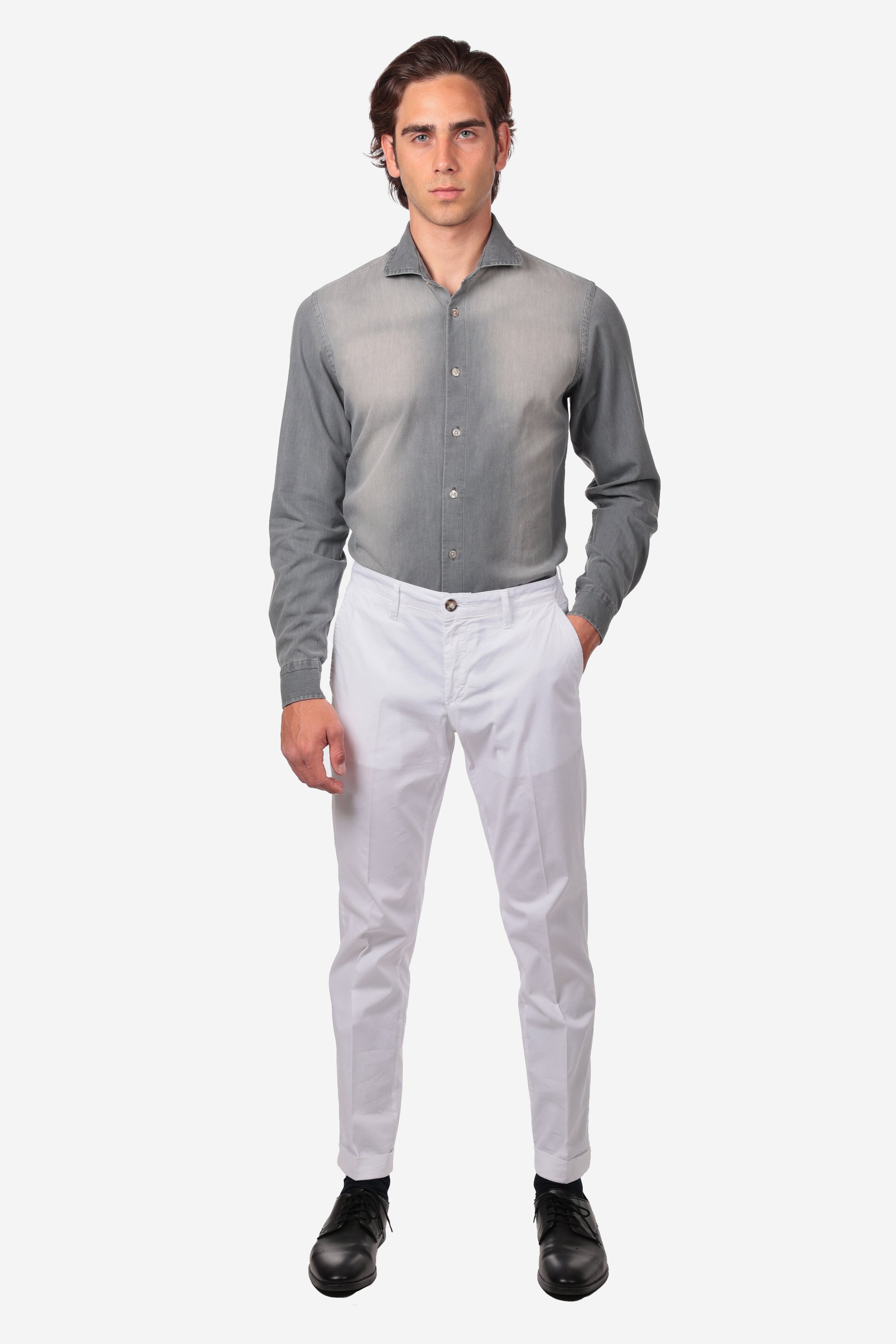 CAMICIA MORBIDA IN DENIM STONE BLEACH
