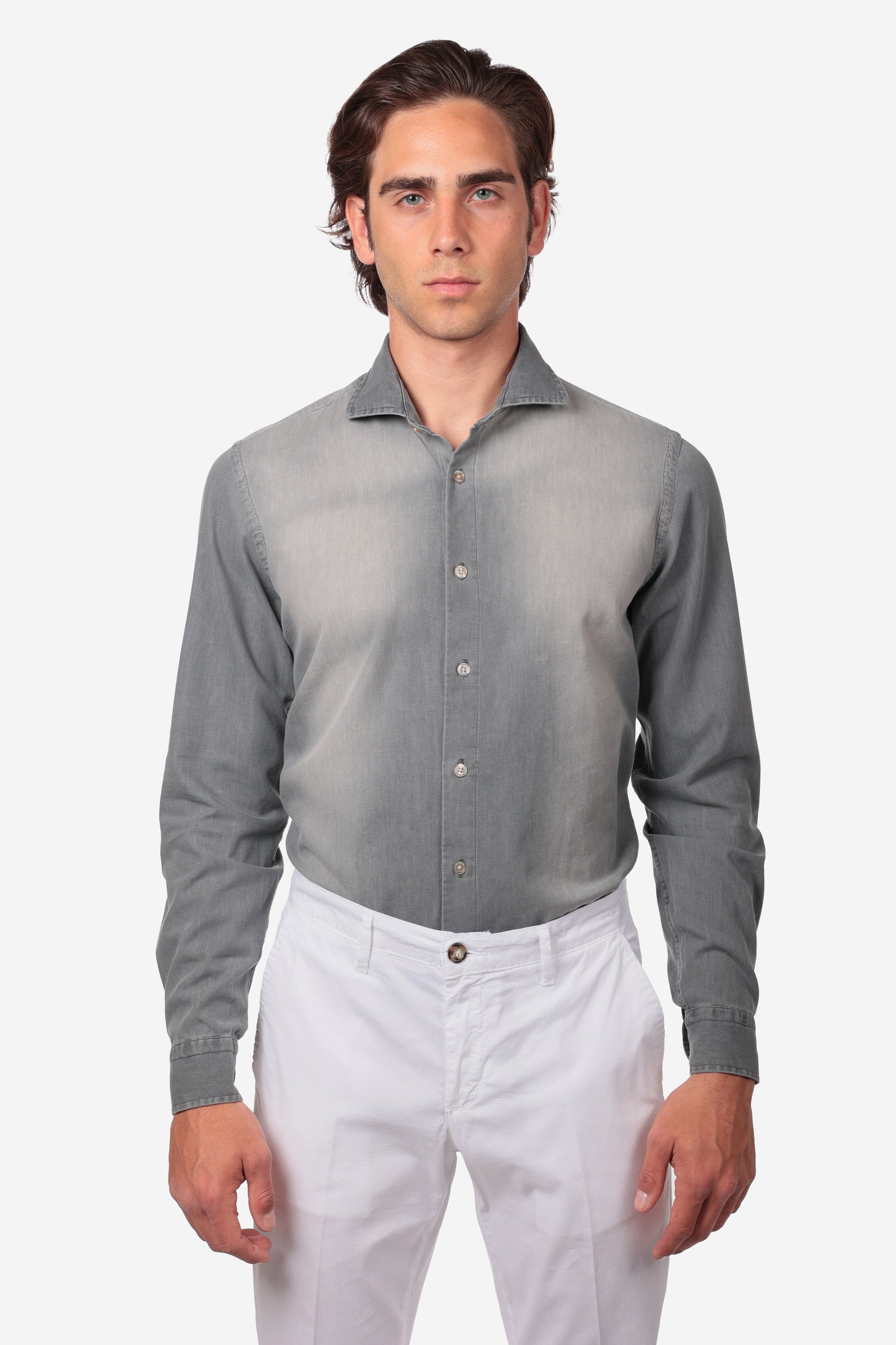 CAMICIA MORBIDA IN DENIM STONE BLEACH