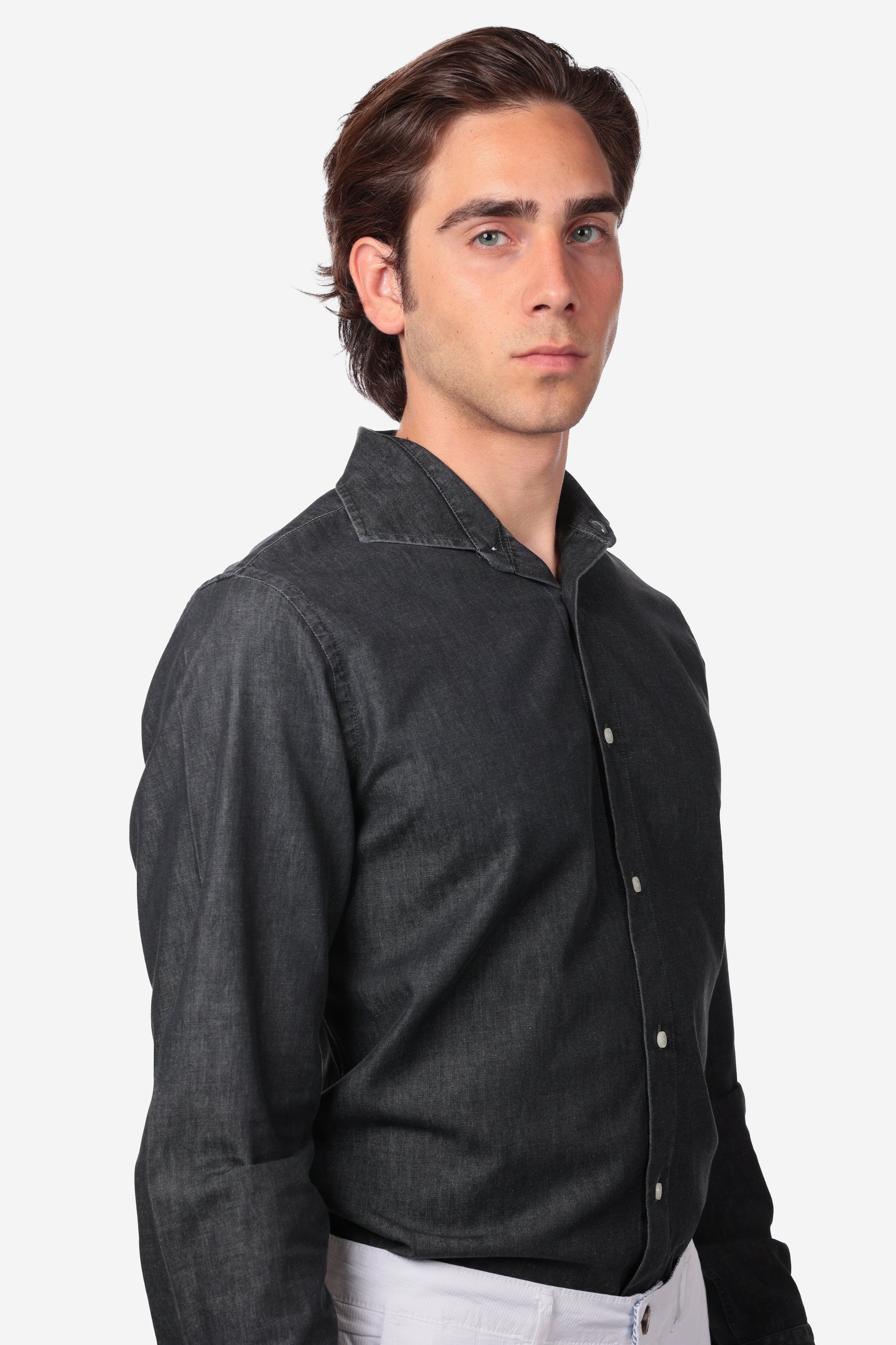 CAMICIA MORBIDA IN DENIM STONE BLEACH
