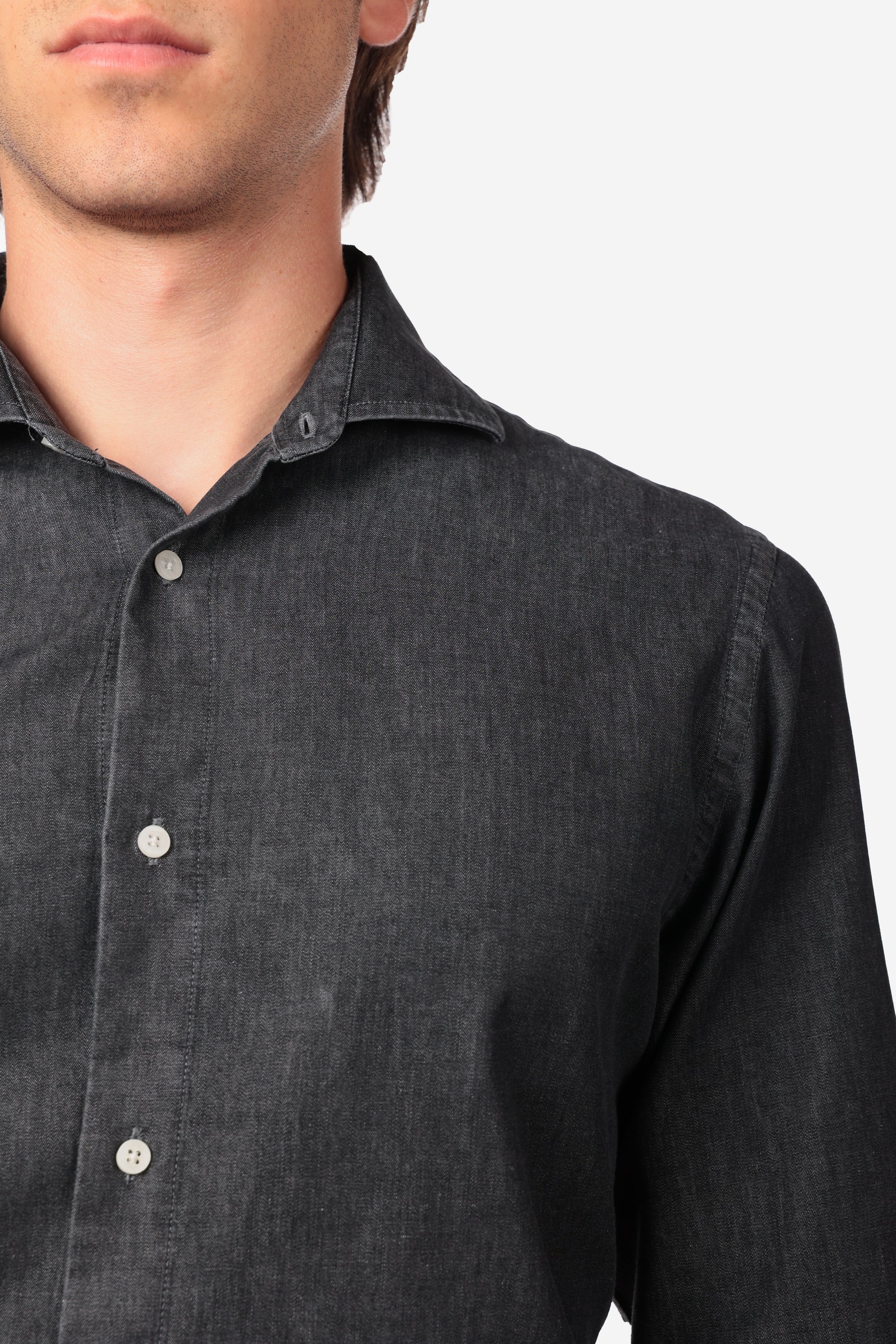 CAMICIA MORBIDA IN DENIM STONE BLEACH