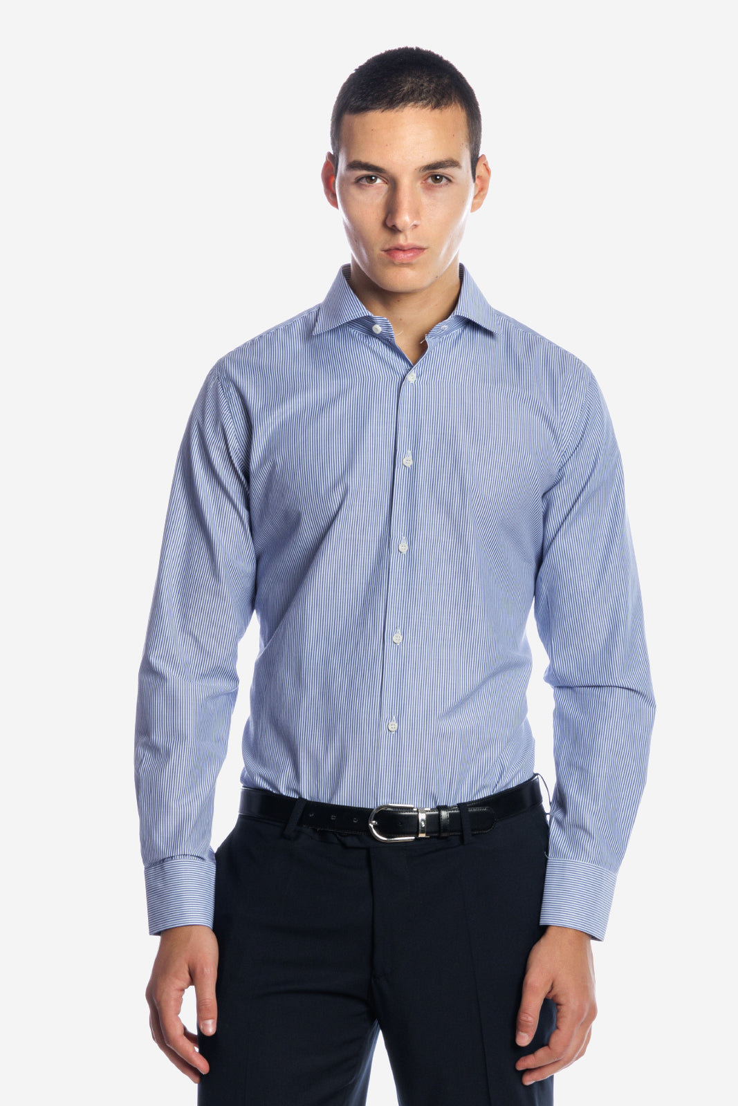 CAMICIA 100% COTONE RIGA STRETTA