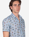 CAMICIA MEZZA MANICA 100% COTONE FACILE STIRO CON FANTASIA VESPA