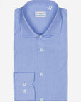 Camicia uomo in cotone fil a fil celeste, realizzata artigianalmente a Napoli
