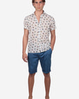 CAMICIA MEZZA MANICA 100% COTONE FACILE STIRO CON FANTASIA VESPA