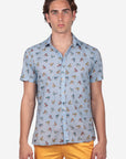 CAMICIA MEZZA MANICA 100% COTONE FACILE STIRO CON FANTASIA VESPA