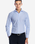 CAMICIA 100% COTONE RIGA LARGA CELESTE