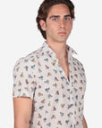 CAMICIA MEZZA MANICA 100% COTONE FACILE STIRO CON FANTASIA VESPA
