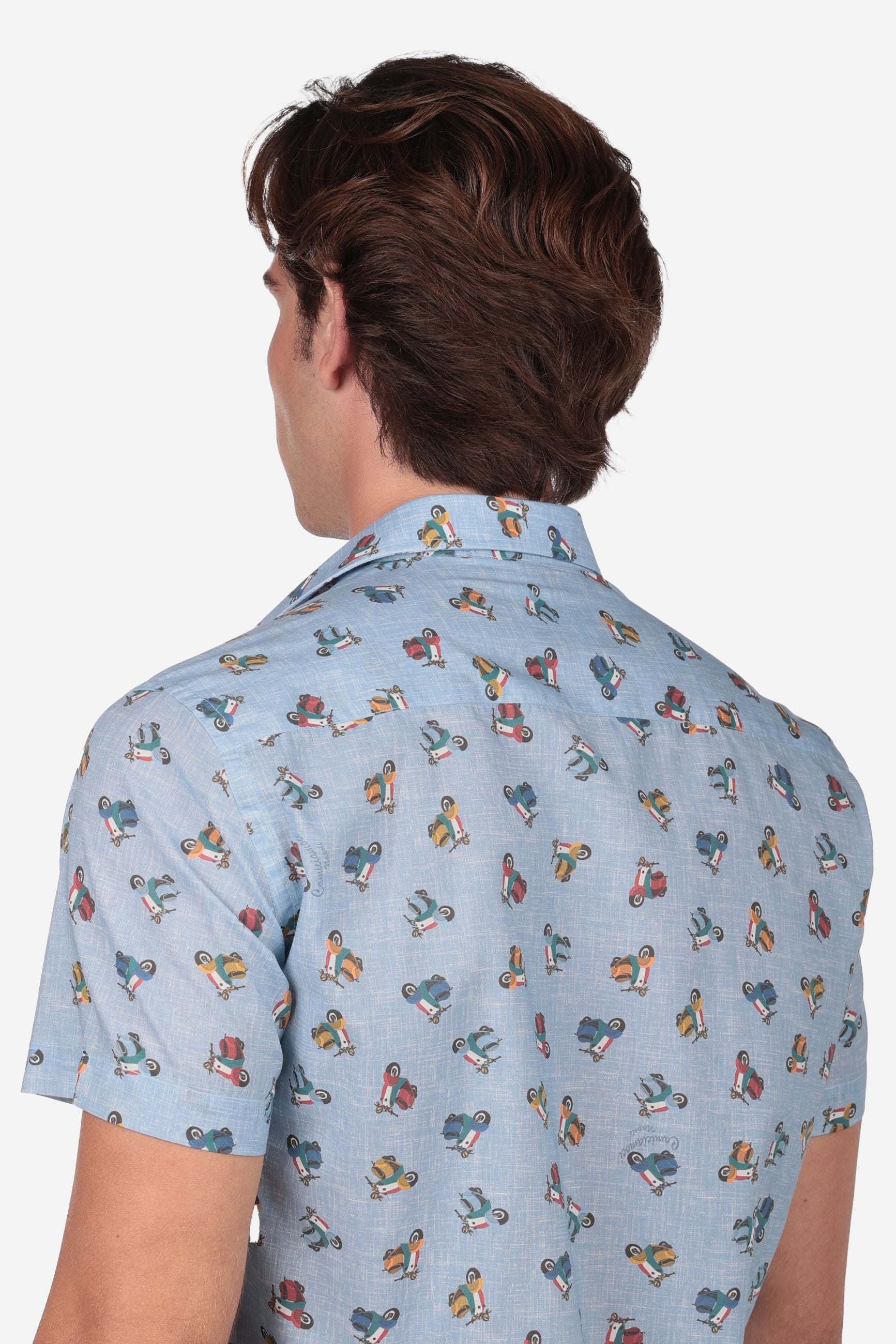 CAMICIA MEZZA MANICA 100% COTONE FACILE STIRO CON FANTASIA VESPA