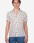 CAMICIA MEZZA MANICA 100% COTONE FACILE STIRO CON FANTASIA VESPA