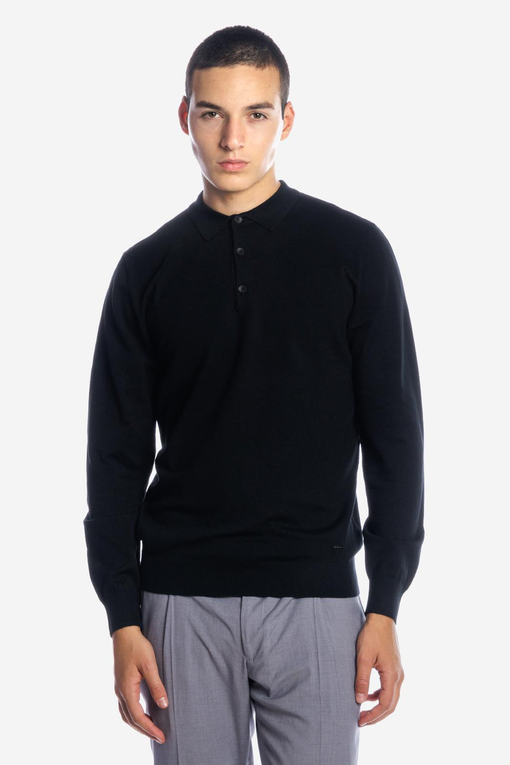 Maglia polo tre bottoni a maniche lunghe