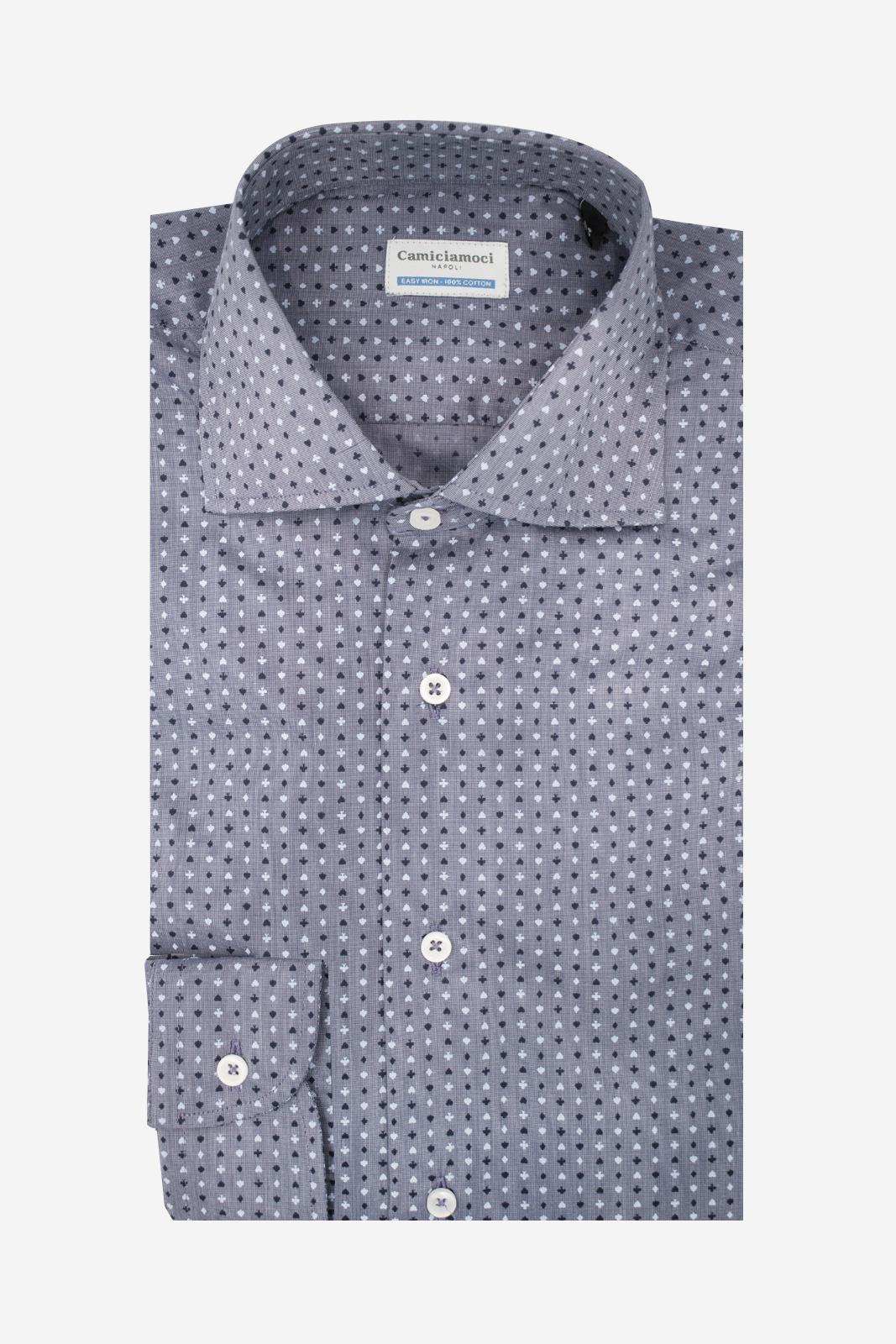 Camicia facile stiro a fantasia carte