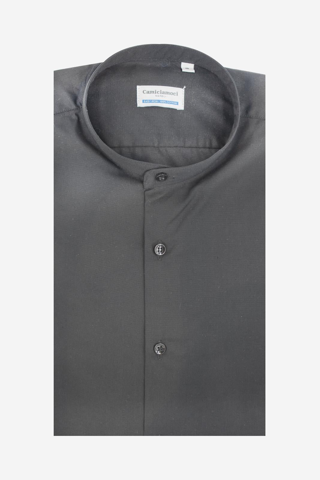 Camicia coreana tinta unita 100% cotone