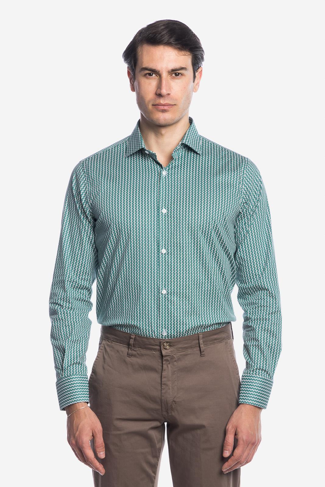 Camicia facile stiro con fantasia doppio-cache
