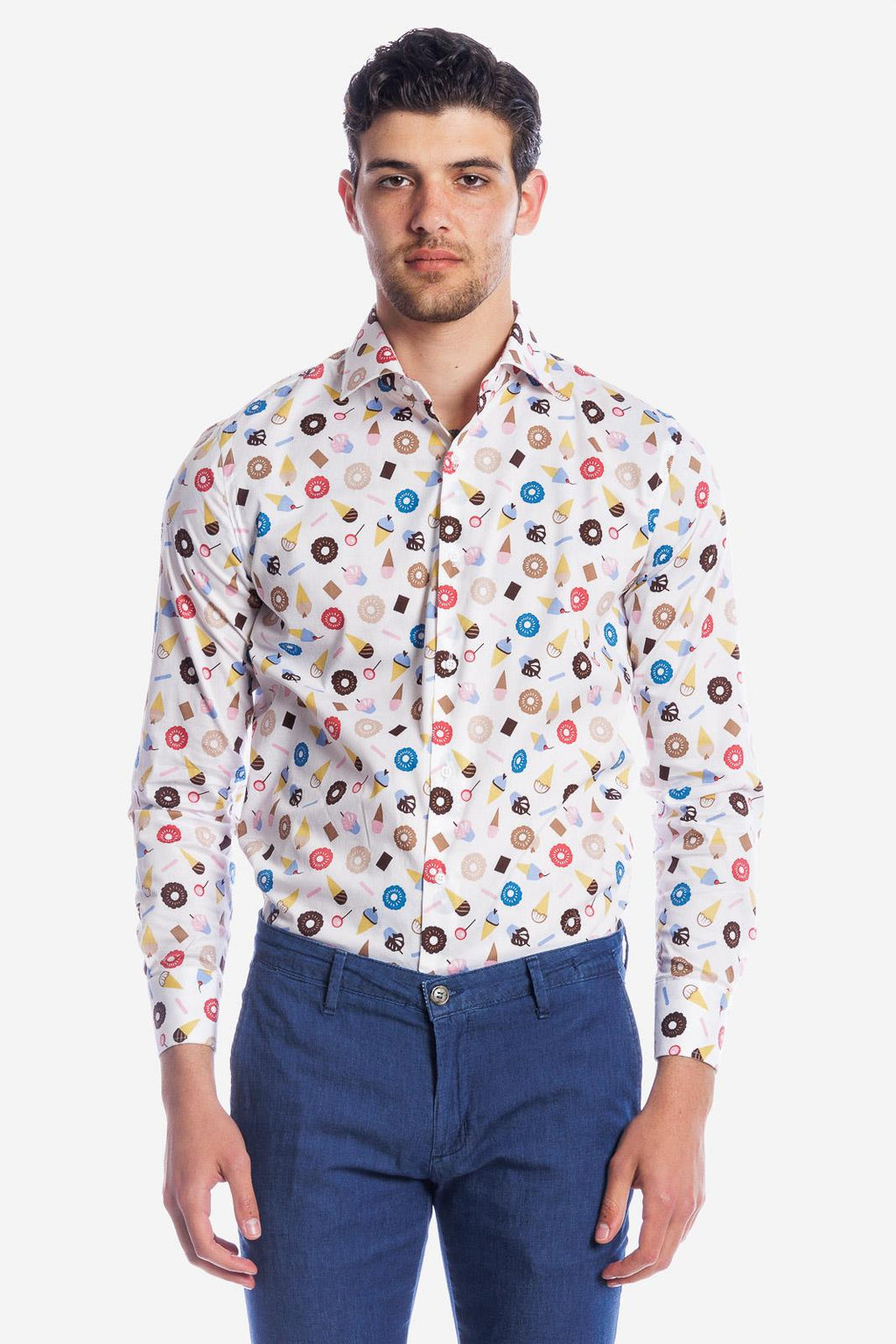 Camicia facile stiro a fantasia gelati