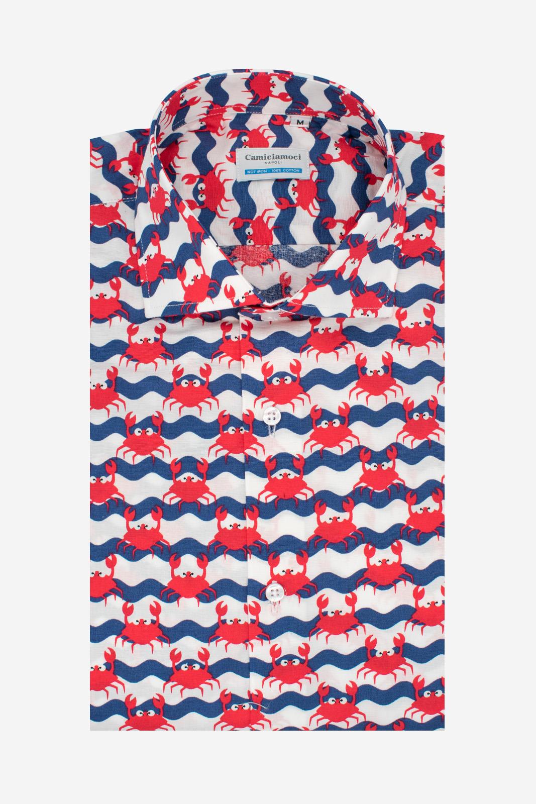 Camicia facile stiro a fantasia granchio