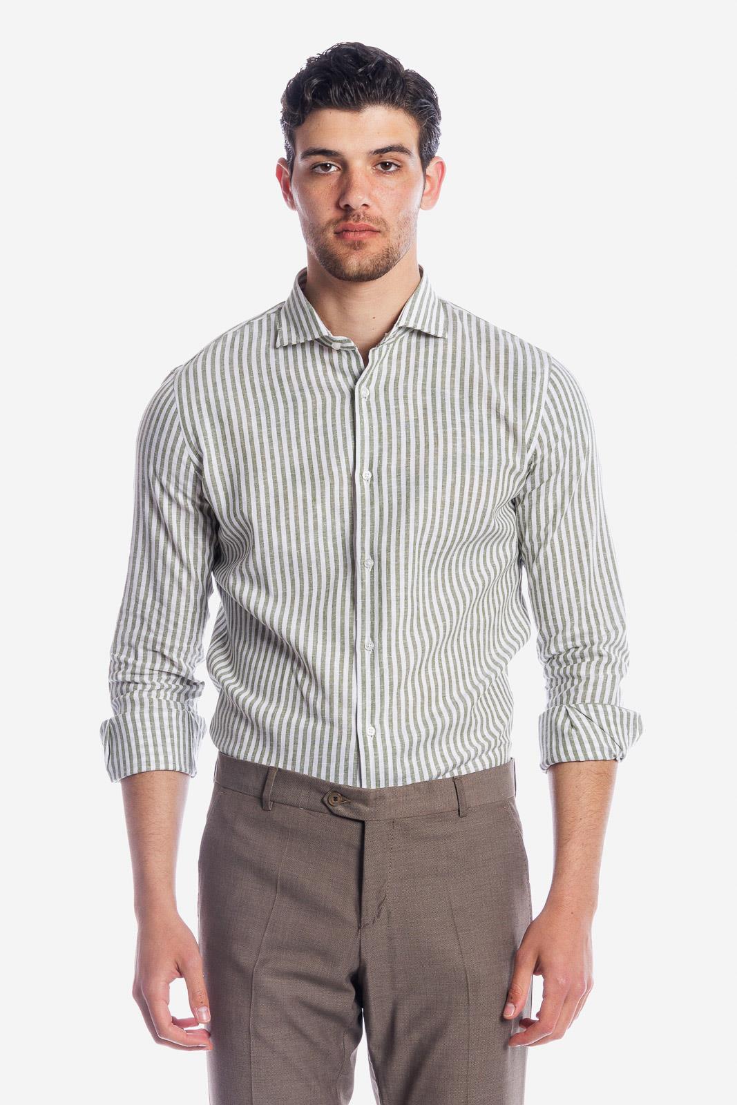 Camicia 100% lino rigata di Positano