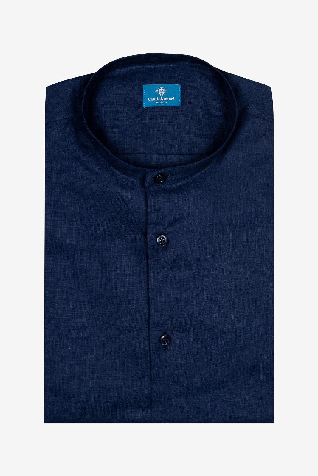 CAMICIA 100% LINO COREANA TINTA UNITA