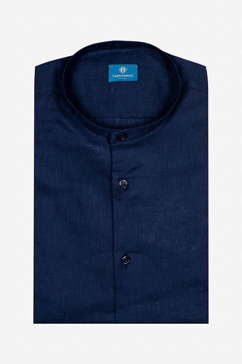 CAMICIA 100% LINO COREANA TINTA UNITA