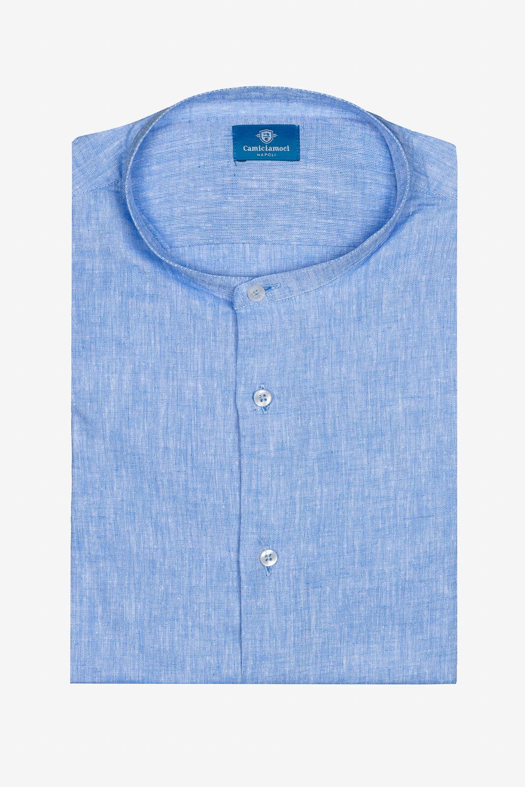 CAMICIA 100% LINO COREANA TINTA UNITA