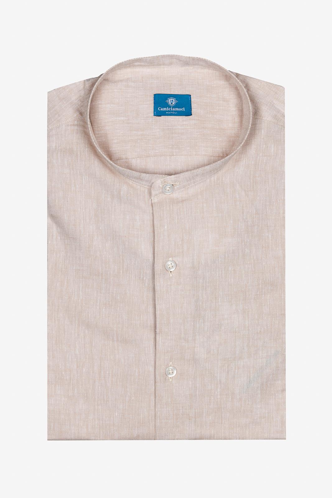 CAMICIA 100% LINO COREANA TINTA UNITA