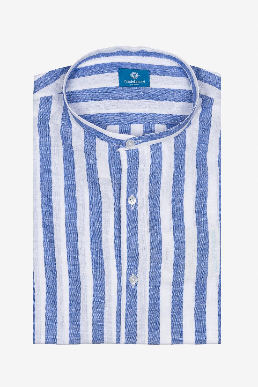 CAMICIA 100% LINO COREANA RIGATA