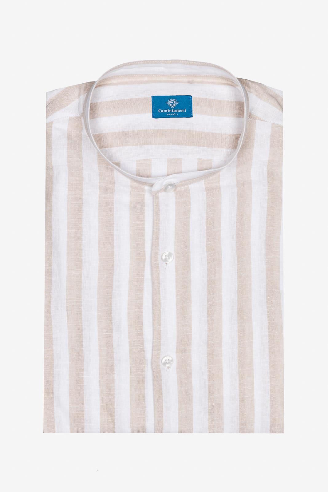 CAMICIA 100% LINO COREANA RIGATA