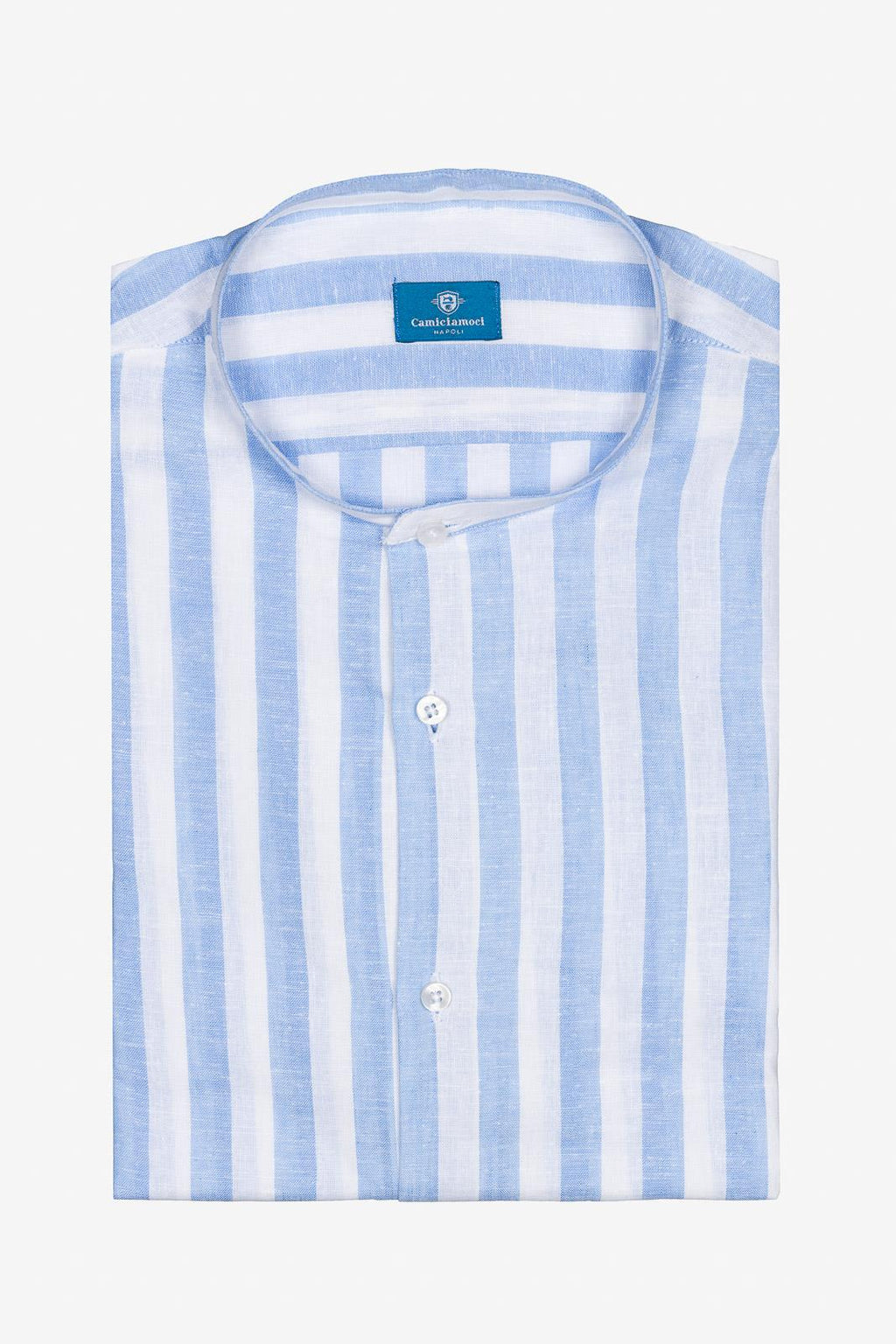 CAMICIA 100% LINO COREANA RIGATA