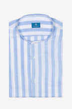 CAMICIA 100% LINO COREANA RIGATA
