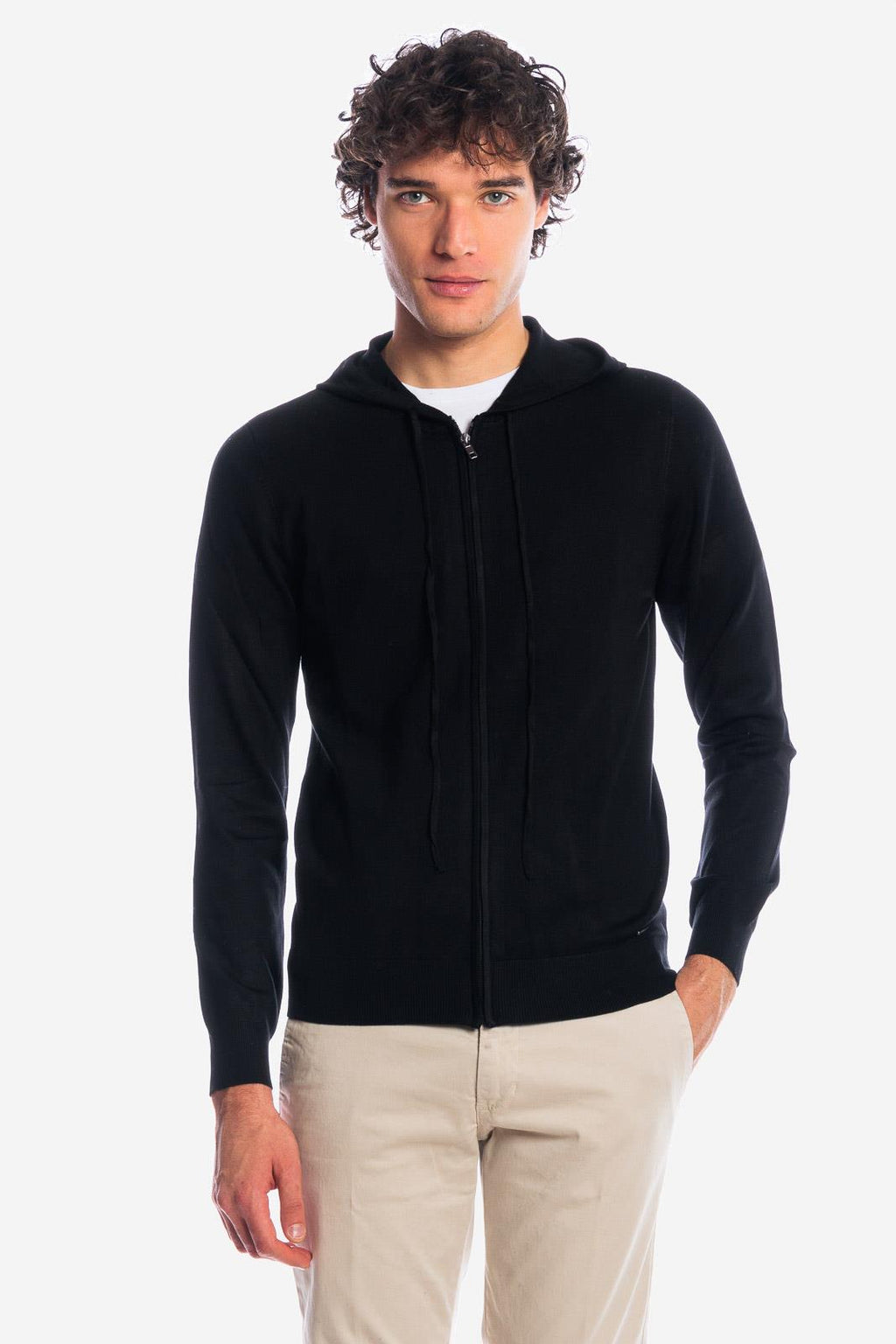 Maglia zip con cappuccio