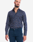 CAMICIA FANTASIA FIORI/FOGLIE blu