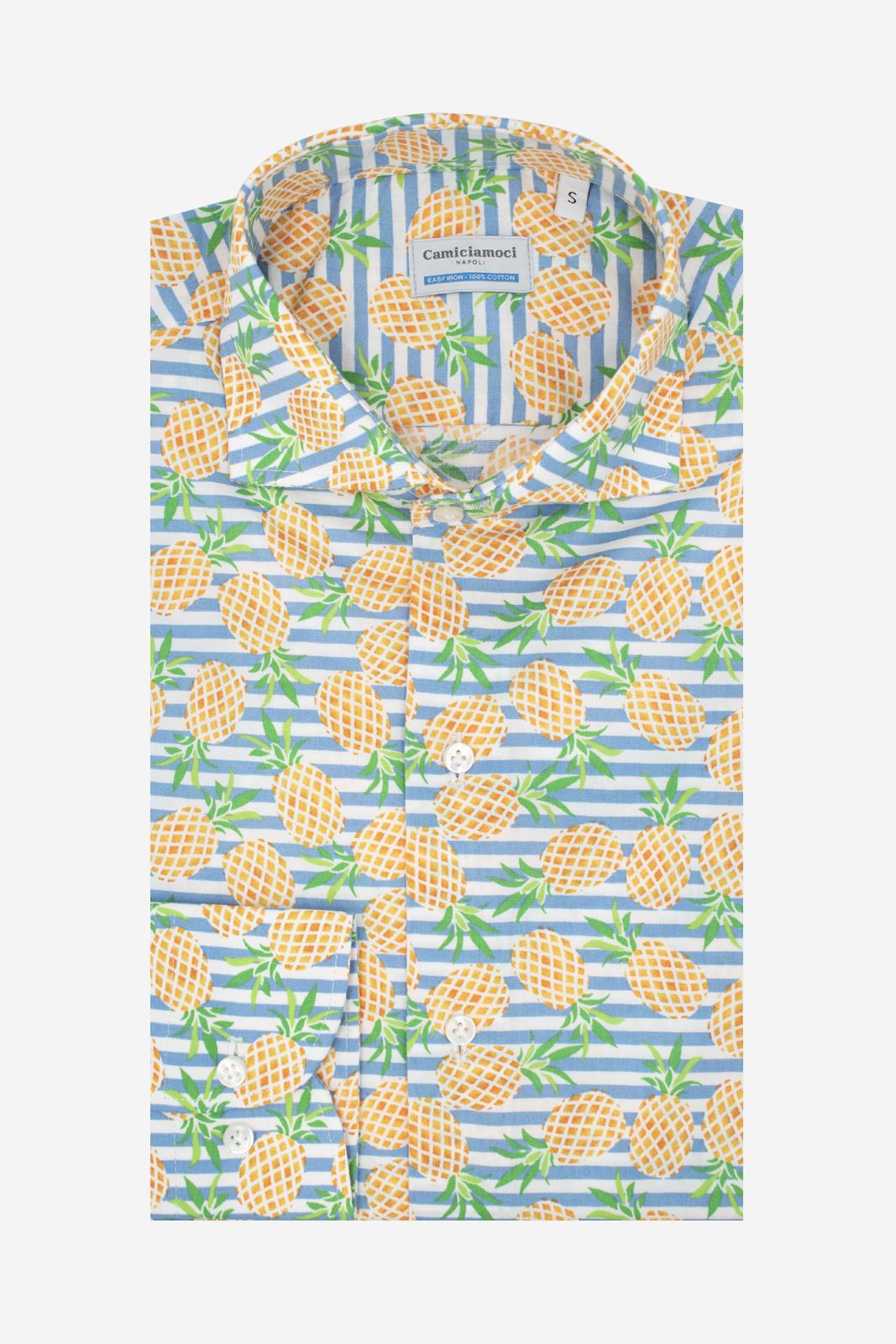 Camicia facile stiro a fantasia ananas