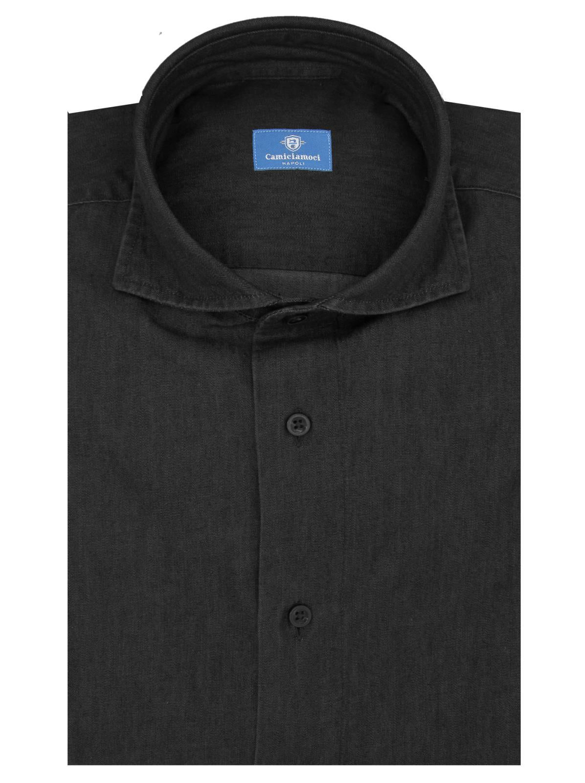 Camicia di jeans collo semifrancese 100% cotone