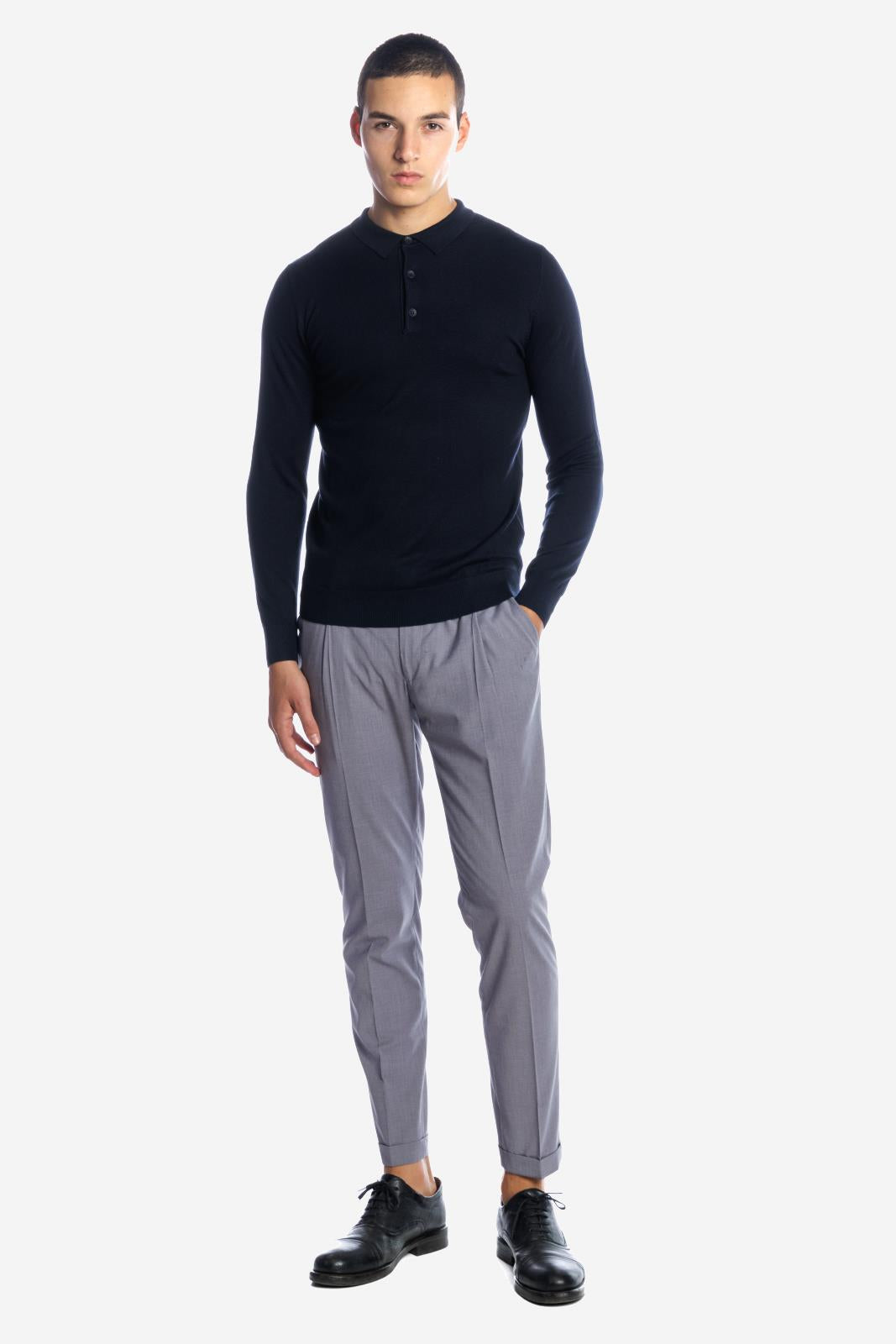 Maglia polo tre bottoni a maniche lunghe