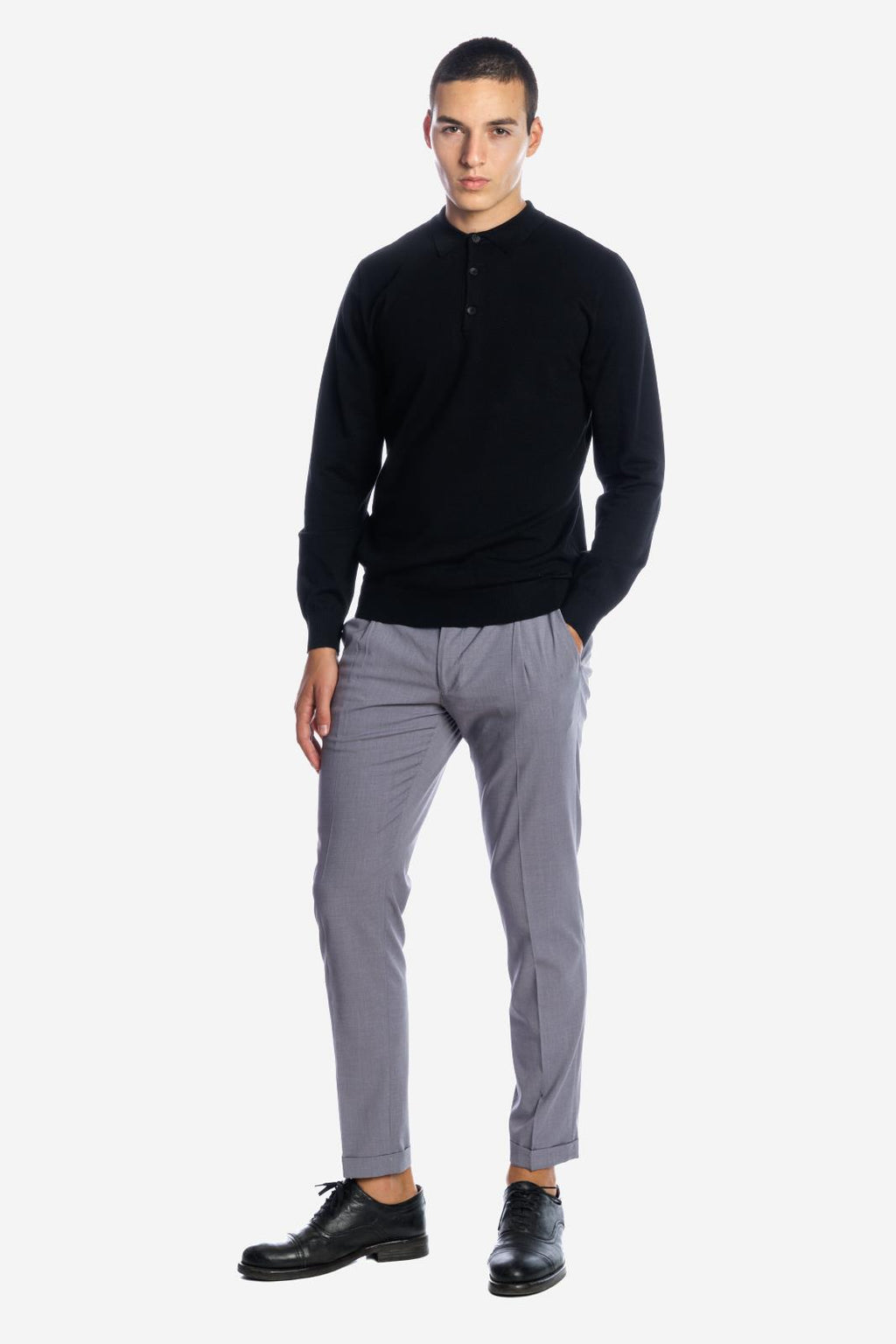 Maglia polo tre bottoni a maniche lunghe