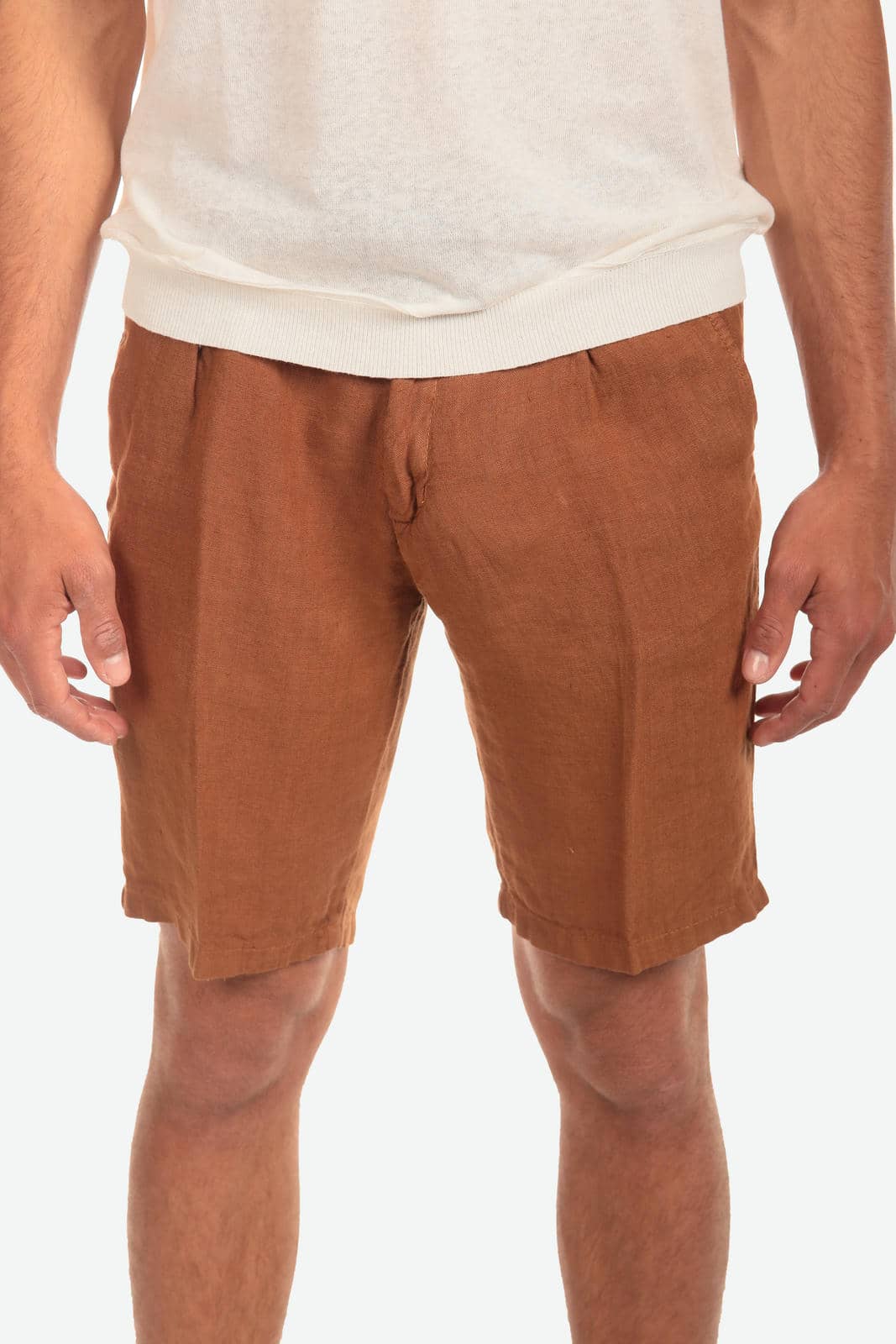 Bermuda in 100% lino con pences