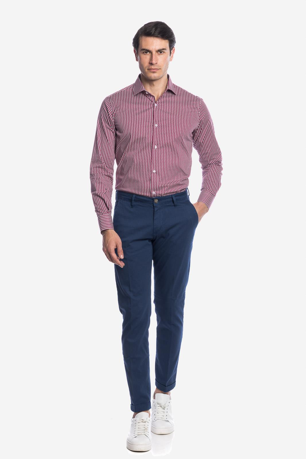 Camicia facile stiro con fantasia doppio-cache