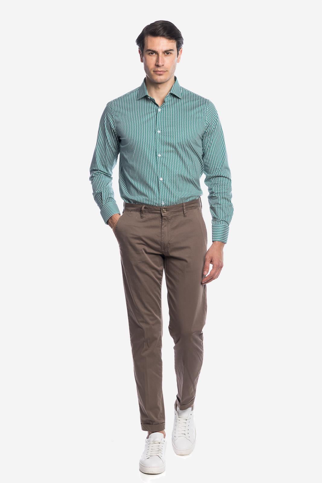 Camicia facile stiro con fantasia doppio-cache