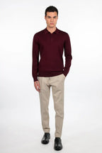 Long-sleeved three-button polo shirt
