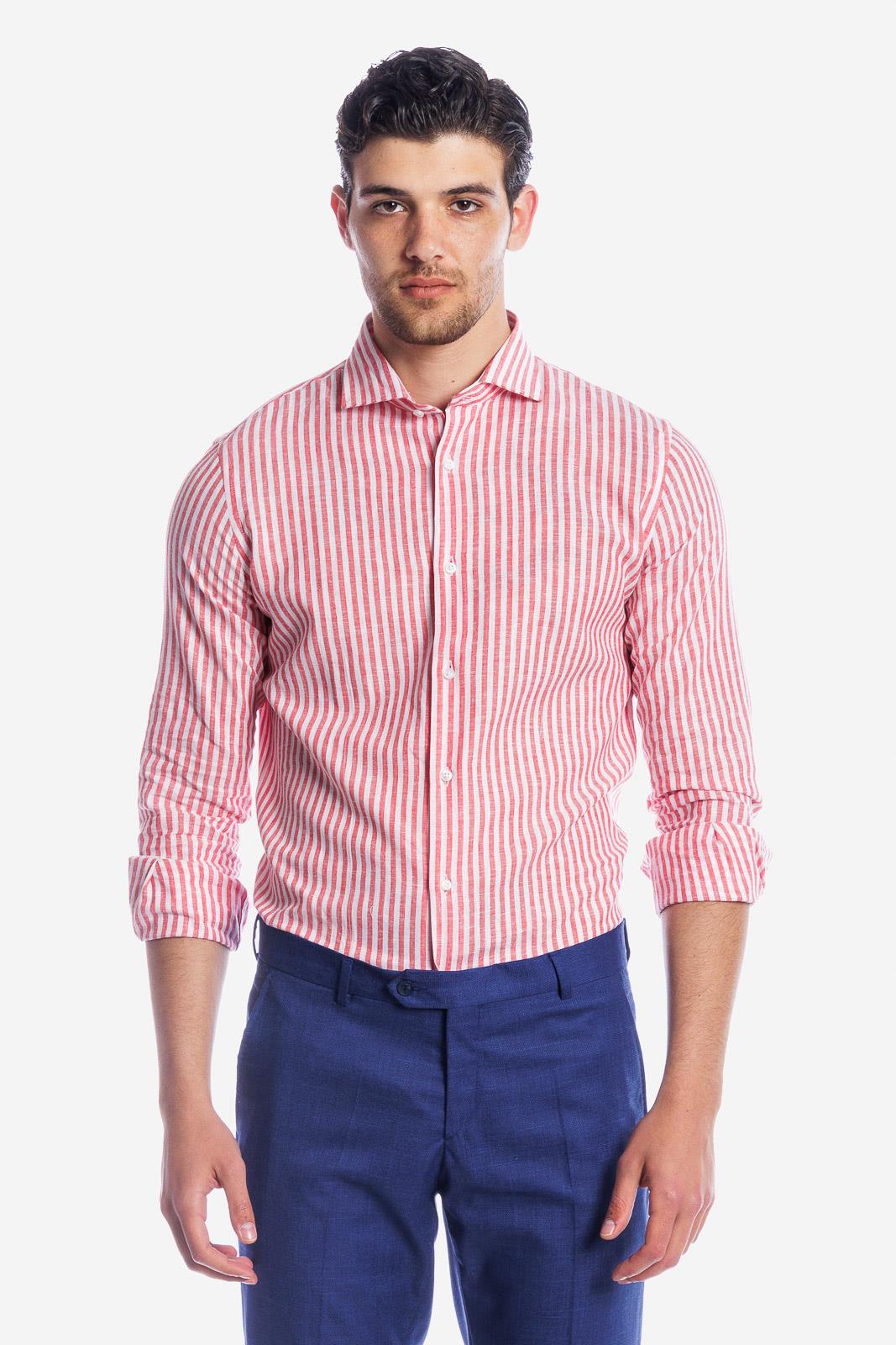 Camicia 100%lino riga media