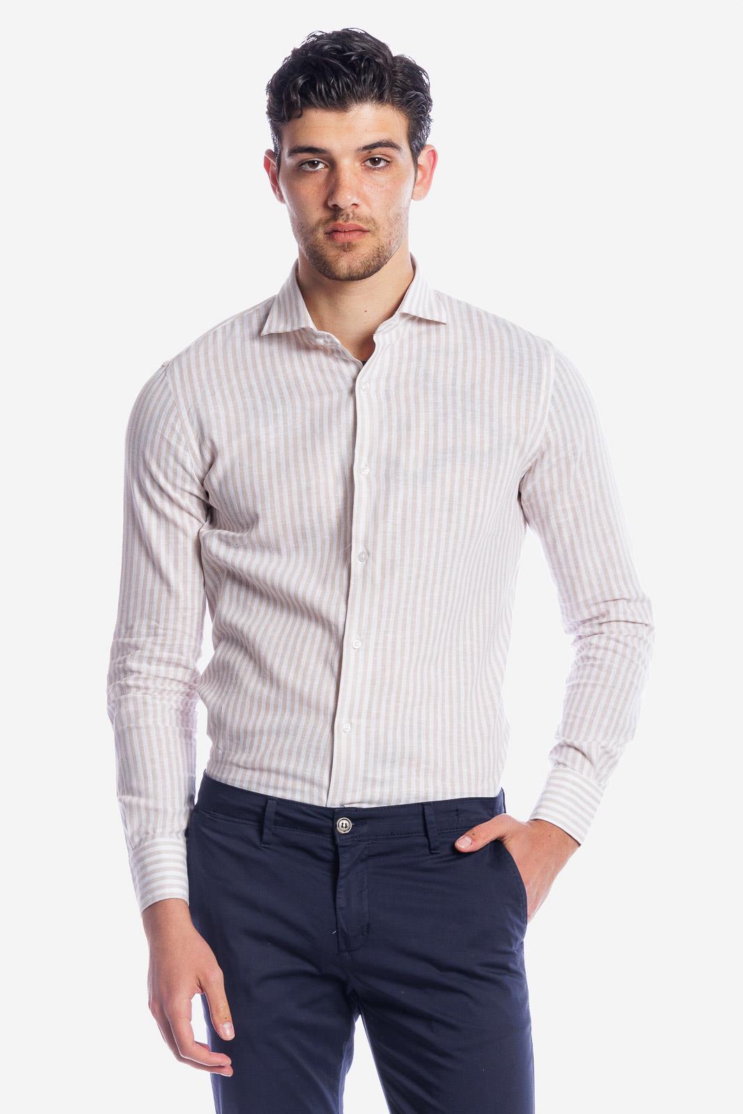 Camicia 100%lino riga media