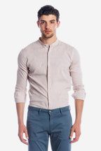 CAMICIA 100% LINO COREANA TINTA UNITA