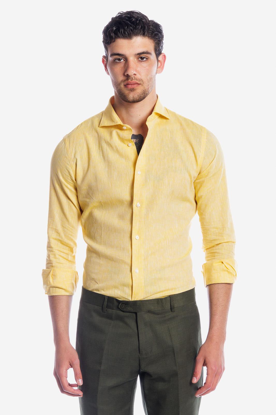 CAMICIA 100% LINO TINTA UNITA