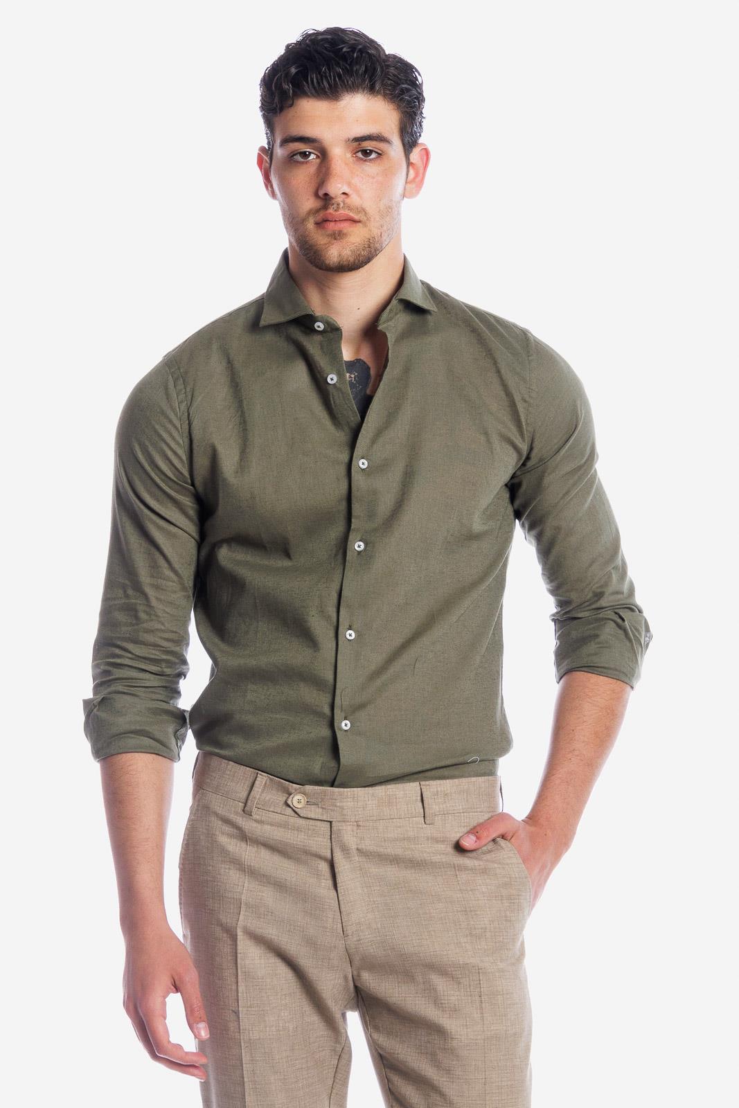 CAMICIA 100% LINO TINTA UNITA