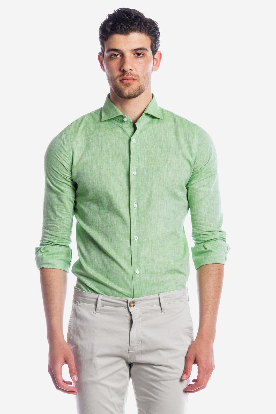 CAMICIA 100% LINO TINTA UNITA