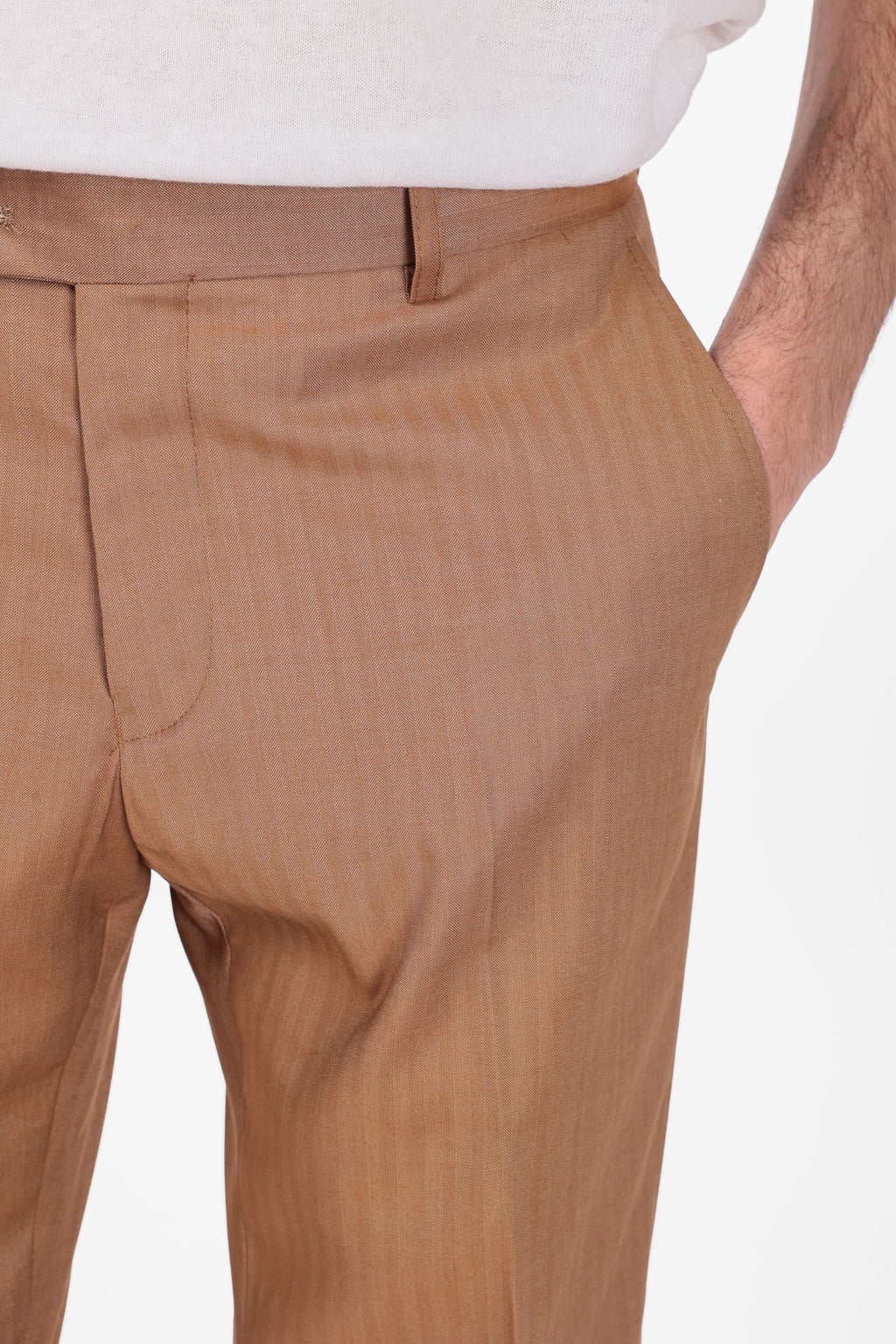 Pantalone classico da abito spina di pesce