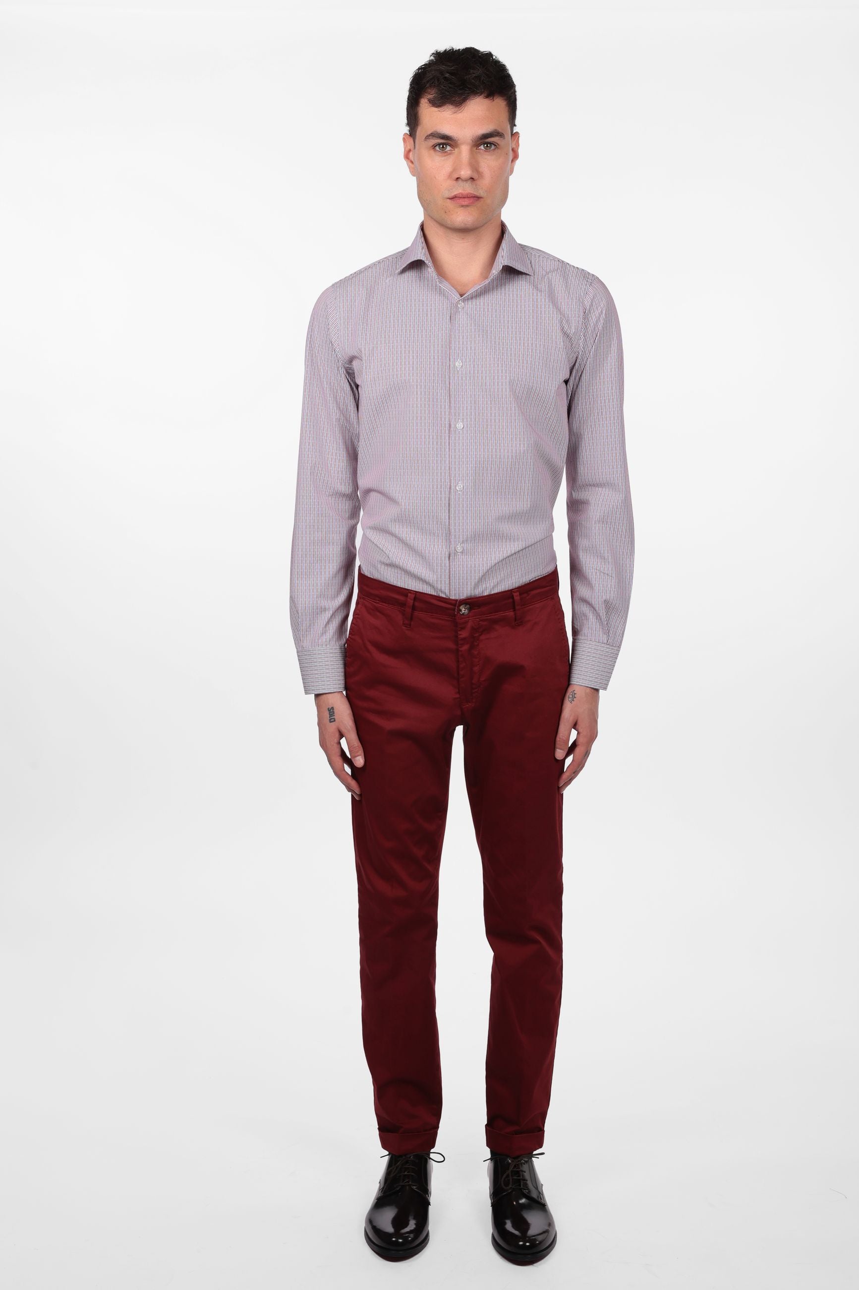 Camicia 100% cotone fantasia bastoncino bicolor
