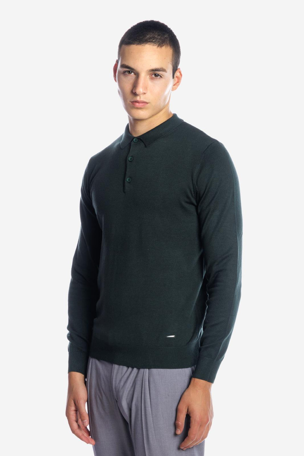 Maglia polo tre bottoni a maniche lunghe