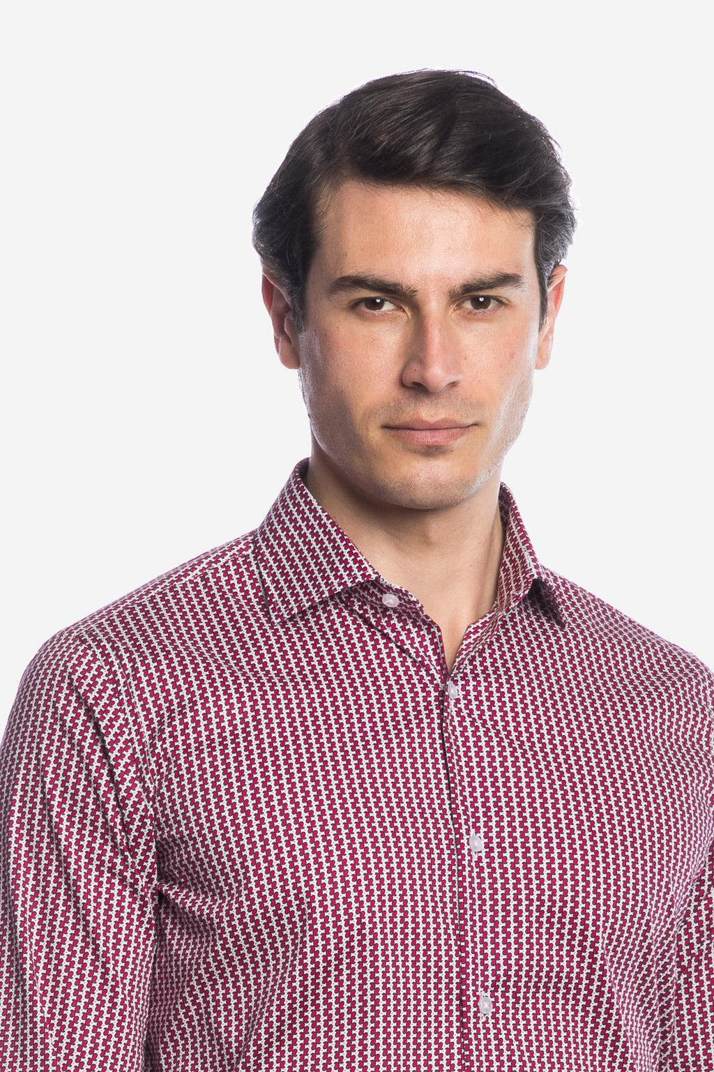Camicia facile stiro con fantasia doppio-cache